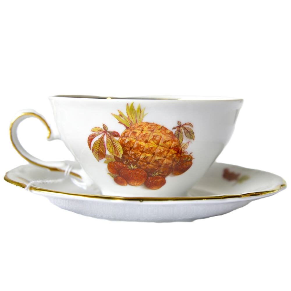 Porcelian Tea Cup Saucer Wiurlierliug Bavaria Western Germany Gold trim